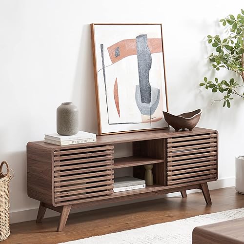 Miniatura 8 de mopio Ensley Soporte de TV, Moderno de Mediados de Siglo para TV de 55/60/65 pulgadas, Soporte de TV Estilo Granja, Centro de Entretenimiento con