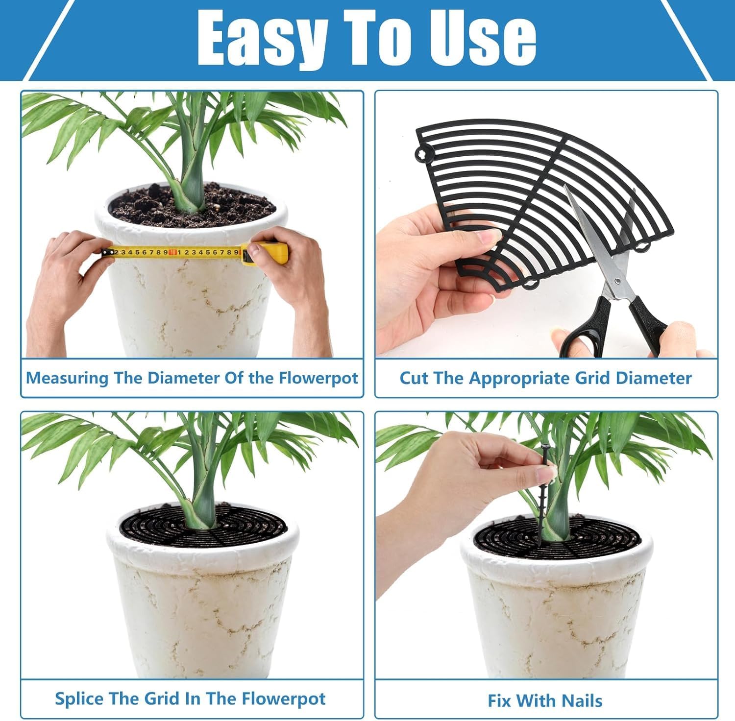 Grilles de Pots de Plantes - Cache-Pot de Fleurs jusqu'à 30 cm de Diamètre - Couvercle de Protection du Sol pour Pots de Fleurs - Protège l'enfant de la Saleté des Plantes - Convient pour Protéger les