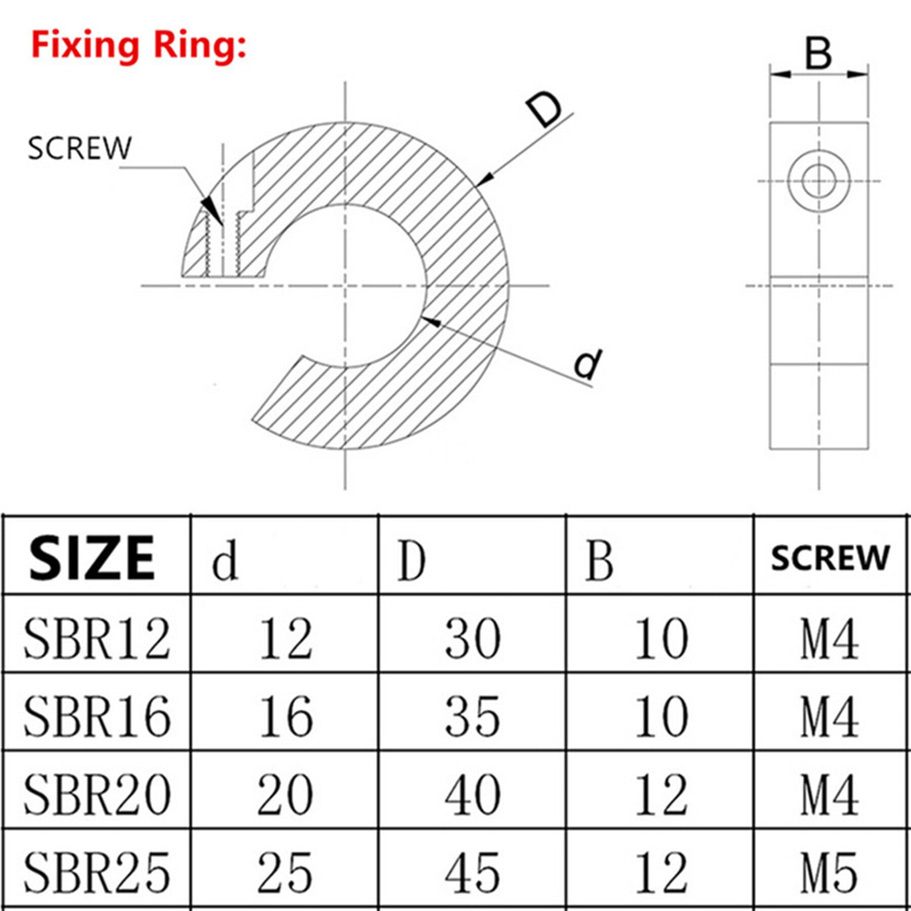 Guide linéaire SBR25 - 600 mm - 2 rails linéaires et 4 blocs de roulement avec arrêts de rail SBR25 - Longueur du rail linéaire 600 mm - Rails linéaires pour imprimantes 3D et pièces CNC