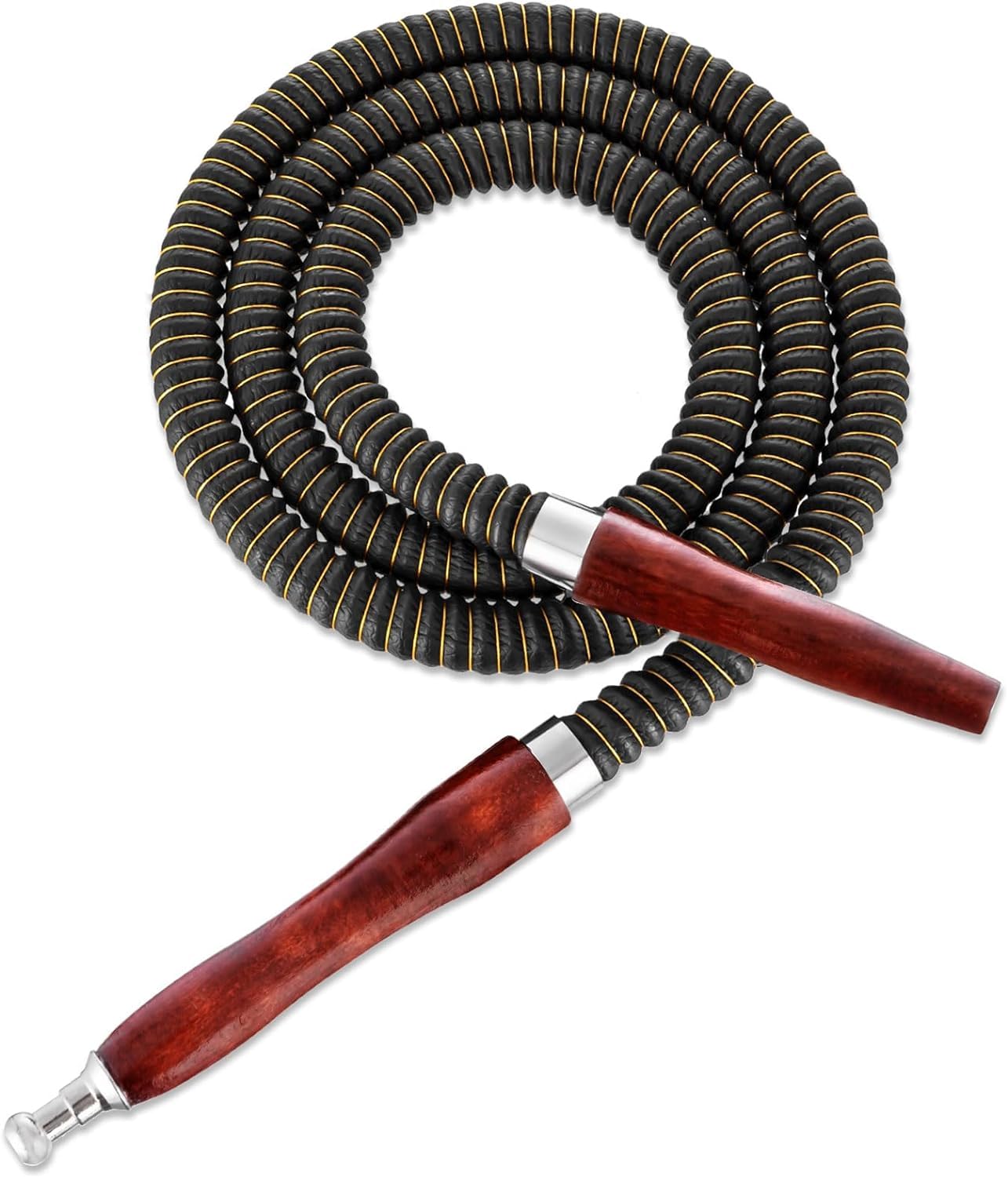 Hookah Hose 60'' Washable Leather Hookah Pipe Wooden Handle Hookah Accessories