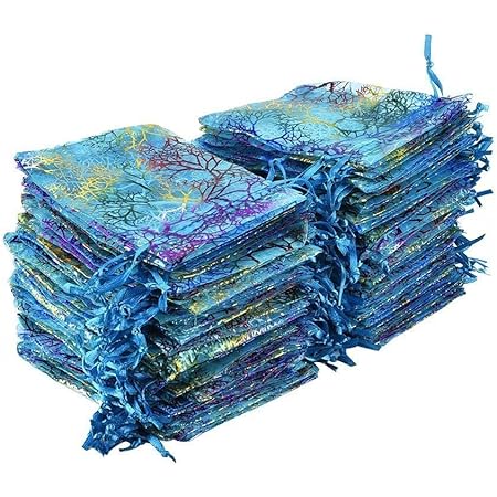 Coralline Organza Drawstring Bags 50-Pack - 3.5x4.7 Inch For Candy, Jewelry & Party Favors