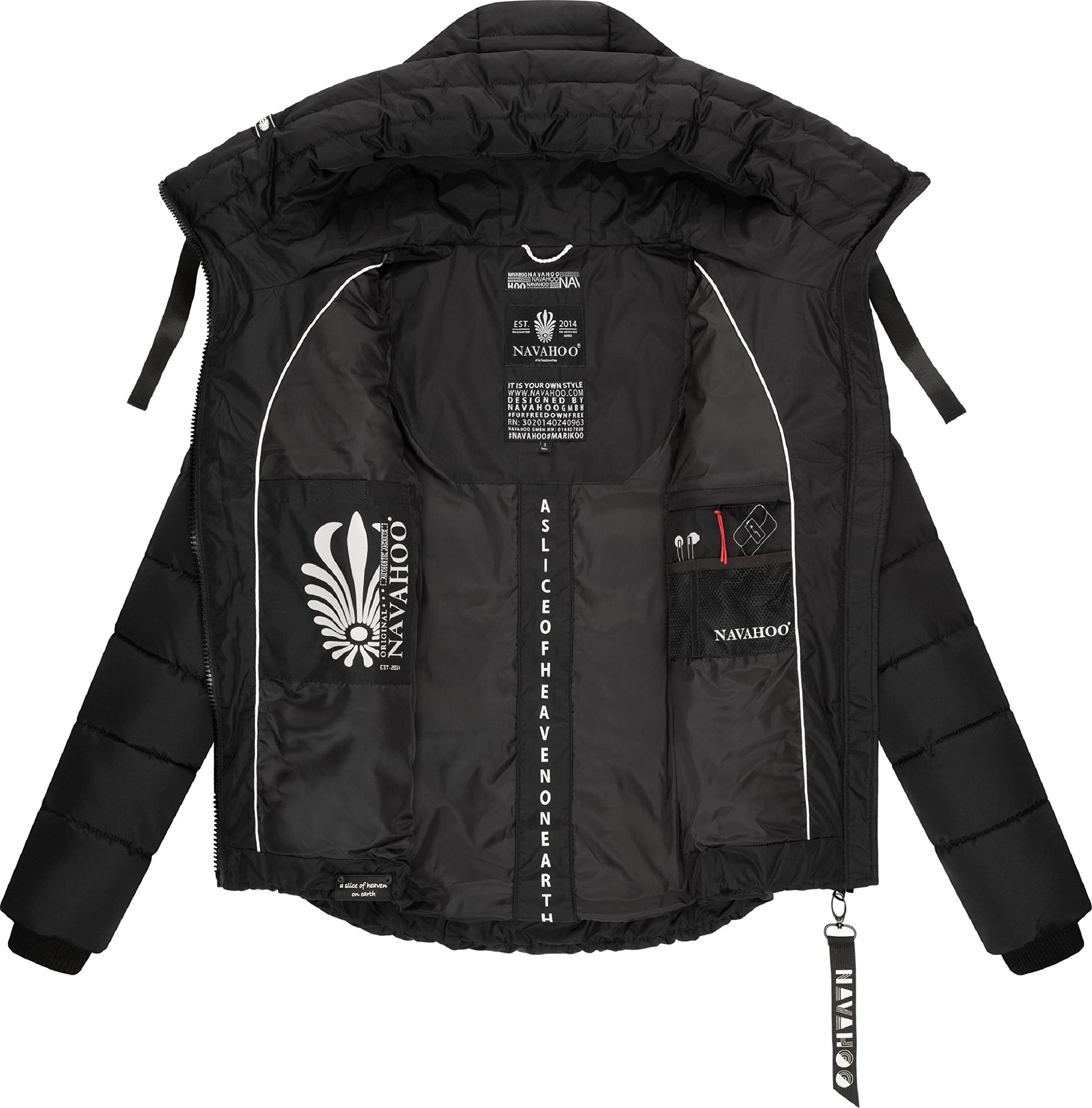 Navahoo Damen Winterjacke warme Steppjacke mit hohem Kragen und verstellbarer Kapuze Amayaa XS-XXL