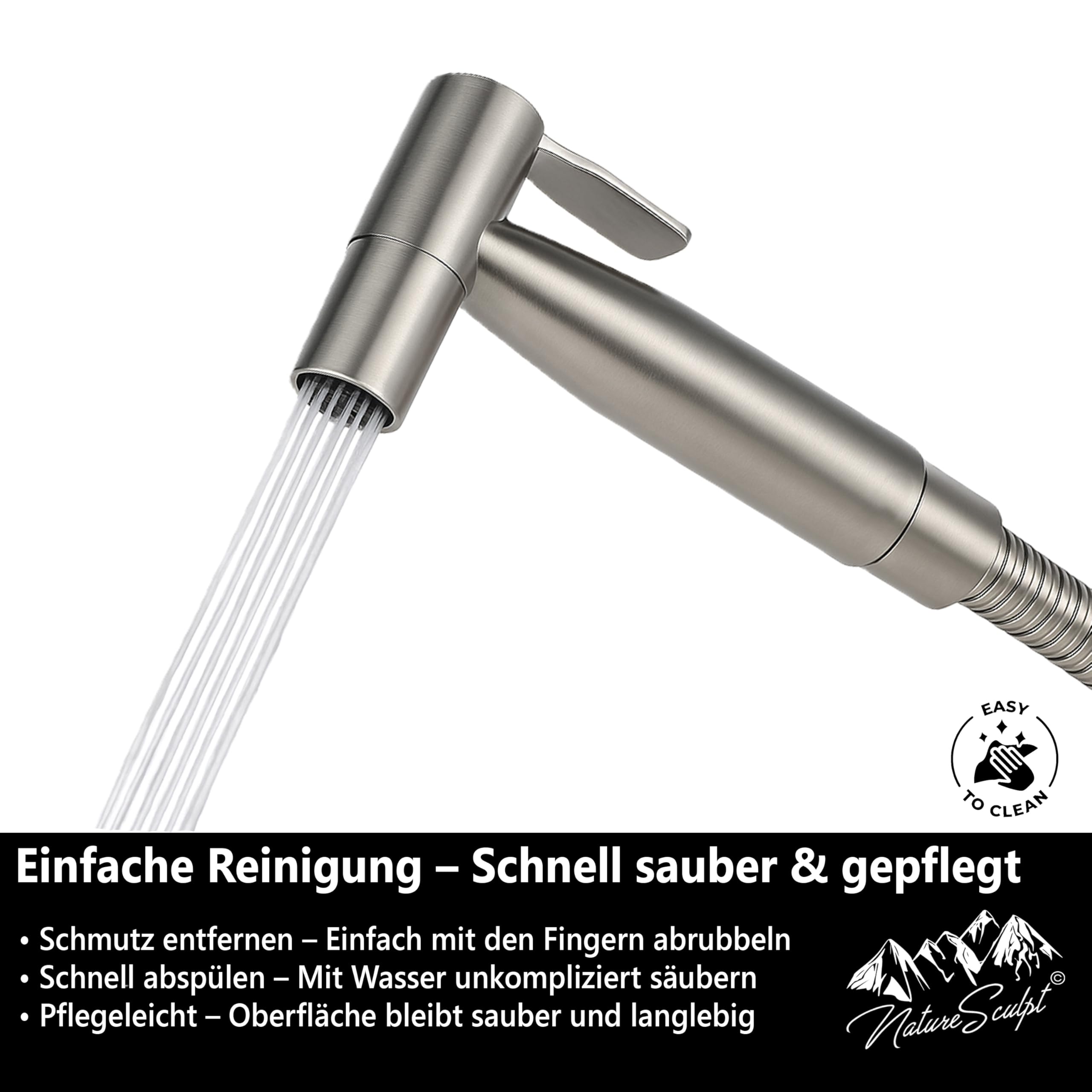 Pommeau de douche mobile pour camping en acier inoxydable, alimentation en eau réglable, tuyau de 1,2 m, compact et idéal pour l'extérieur, vanlife et camping-car (chrome)