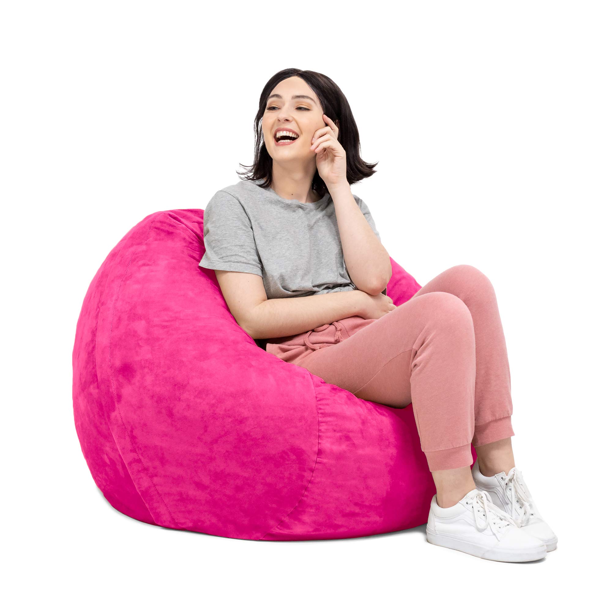 Jaxx Saxx 3 Foot Bean Bag Chair with Removable Cover, Fuchsia