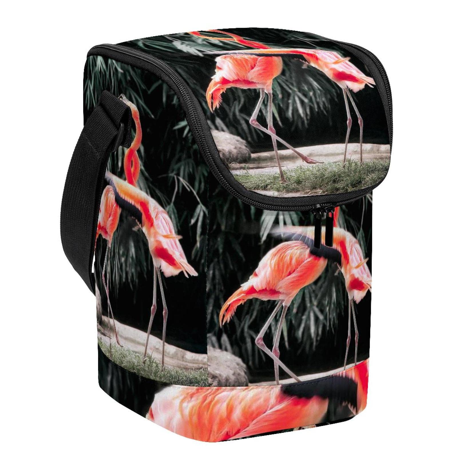 Bolsa de almuerzo duradera y ligera con estampado de flamencos tropicales
