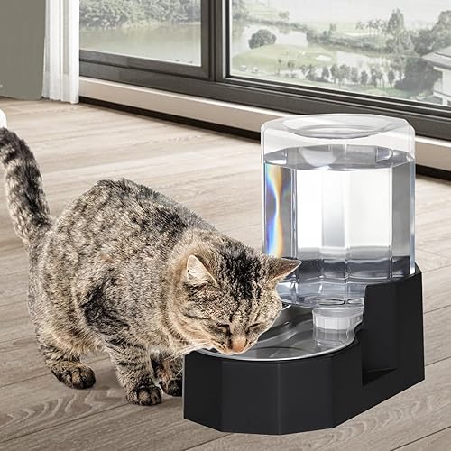 Miniatura 7 de Sfozstra Dispensador automático de agua para mascotas con cuenco de acero inoxidable, agua por gravedad, alimentador de agua angular para perros y