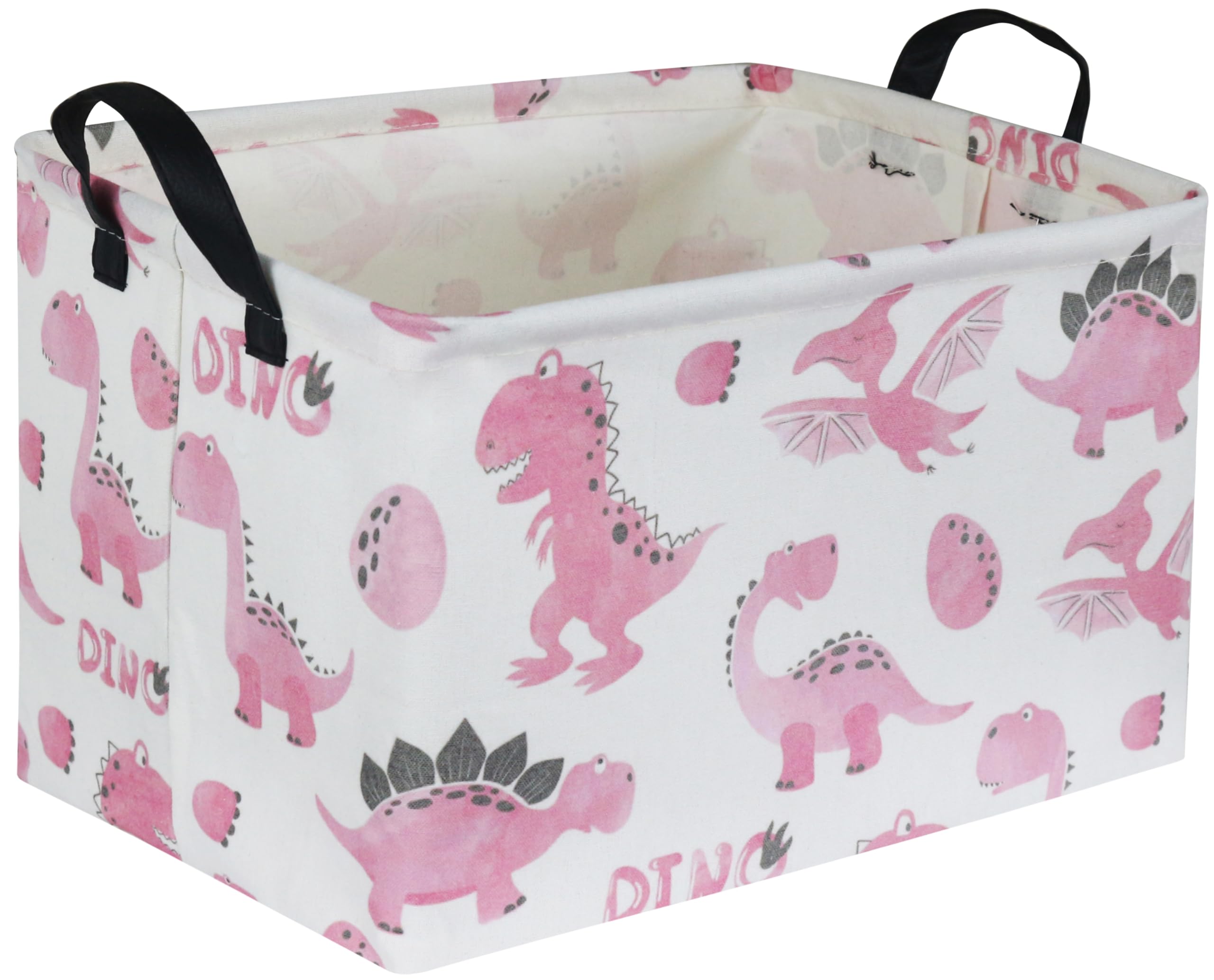 Rectangular Pink Baskets,Dinosaur Basket Cute Storage Basket Organizer for Kids Room Dinosaur Decor ,Clothers,Toys Box,Books,Kid's Gifts Storage. (Pink Dinosaur)