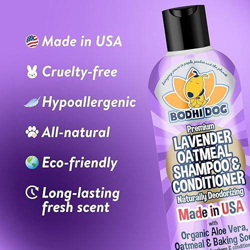 Miniatura 3 de Bodhi Dog Champú y acondicionador orgánico de avena para perros  Fórmula desodorizante hipoalergénica para perros, gatos y mascotas  Tratamiento de