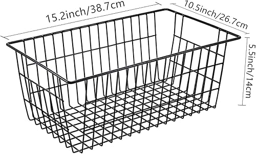 Miniatura 8 de Redrubbit Cestas de almacenamiento de alambre, canastas grandes de metal para congelador con asas para armarios de cocina, despensa, armarios,