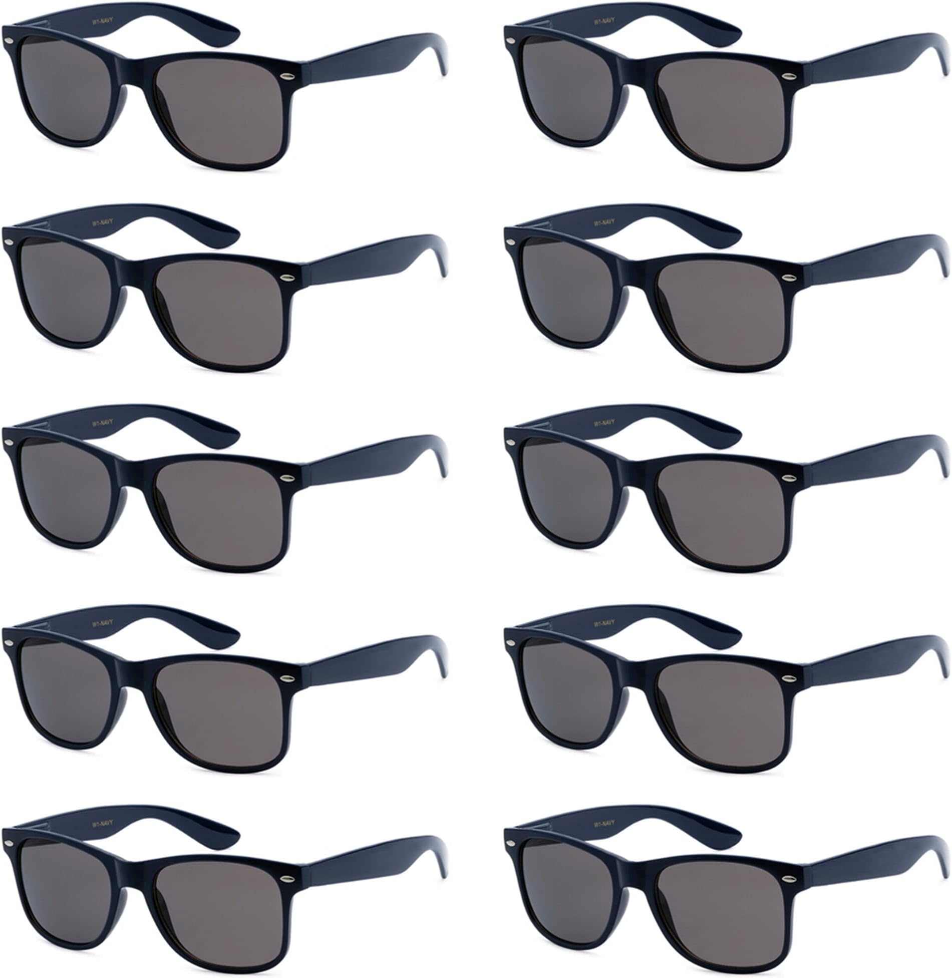 UV Protection Sunglasses Men & Women – Lightweight & Durable Unisex 80’s Retro Shades with Flexible Hinges, Bulk 10-Pack