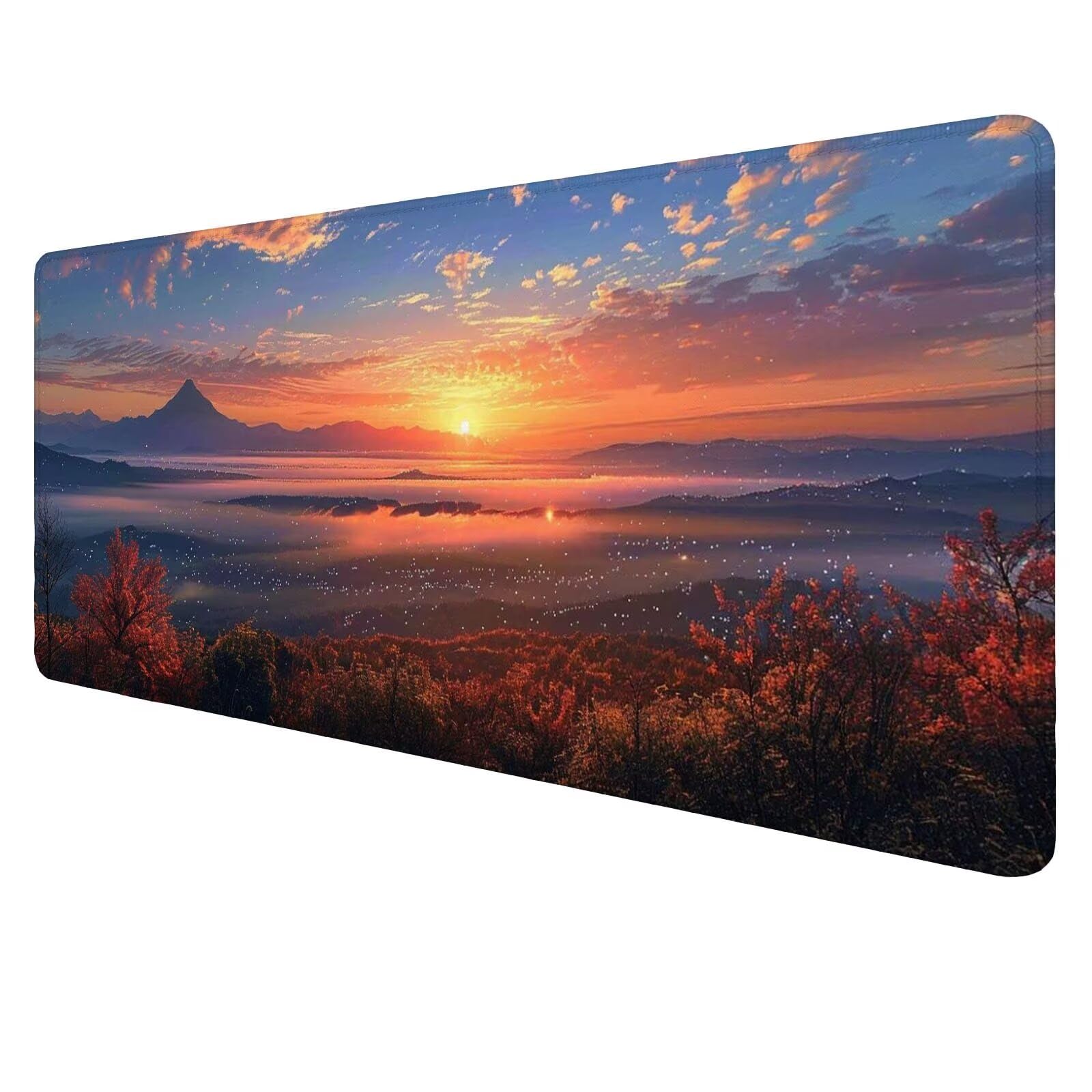 Podkładka pod mysz z zachodem słońca duża podkładka pod mysz do gier krajobraz mata na biurko XXL 1400 x 700 x 3 mm, mata komputerowa akcesoria biurowe z antypoślizgową podstawą do klawiatury i myszy