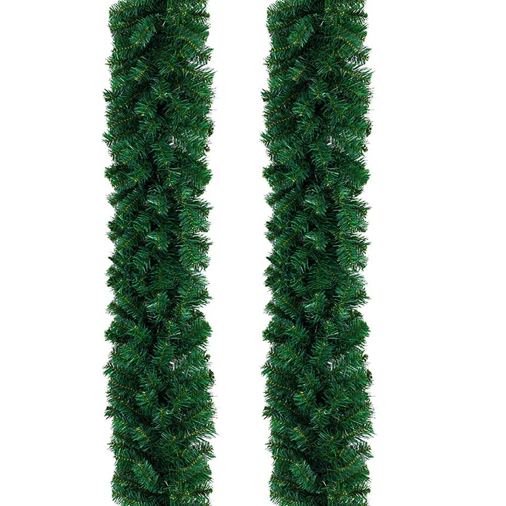 Dwdmz 2Pack 9Ft Christmas Garland Decoration 2.7M Green Artificial Pine Wreath Xmas Festive For Stair Fireplaces Garden Yard Decors (2Pack)