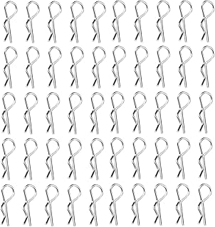50 Pcs Cotter Pin Assortment Kit, R Clips Spring Retaining Hair Pins Assortment Kit, RC Accessories R Type Body Clip Pin, Heavy Duty Cotter Hairpin for Hitch Pin Lock Systems