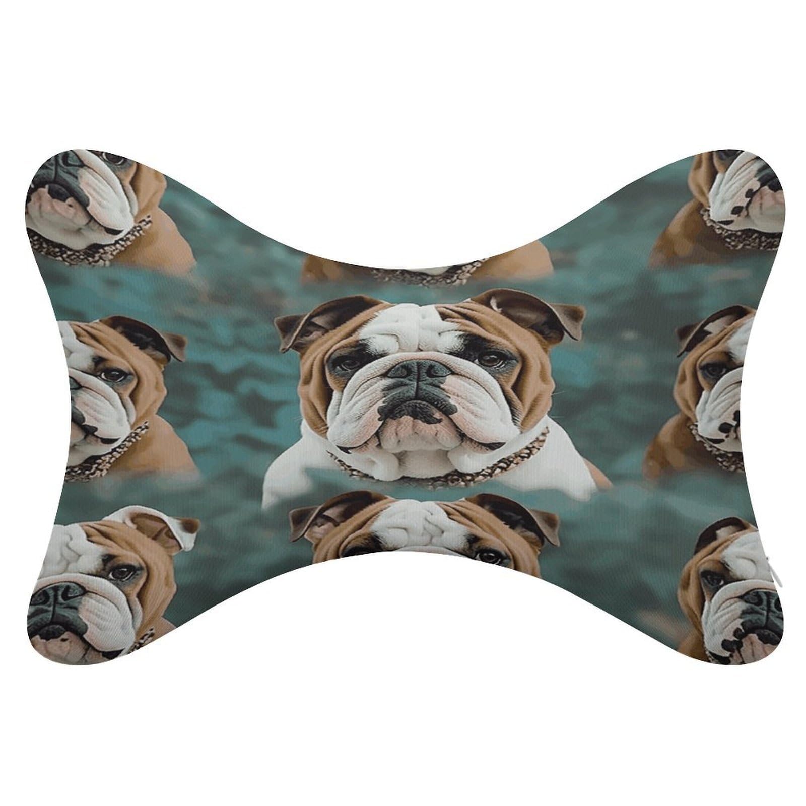 VstaDank Funny English Bulldog Car Neck Pillows 2 Pack Removable Ergonomic Cervical Support Pillow Fashion Cozy Bone Shaped Pillows Soft Car Headrest Pillow for Office Airplane Most Car