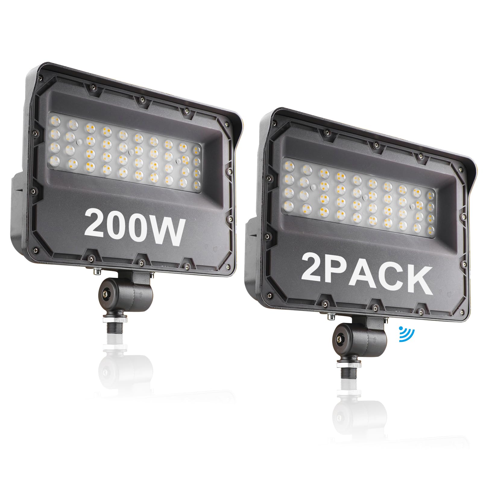 Lightdot 2Pack 200W LED Flood Light Outdoor with Knuckle, 100-277V【Driver Equipped, 5 Years Warranty】IP65 Waterproof 28000LM, 5000K Daylight [Eqv. to 1300W HPS/WH] Dusk to Dawn Photocell Sensor-Brown