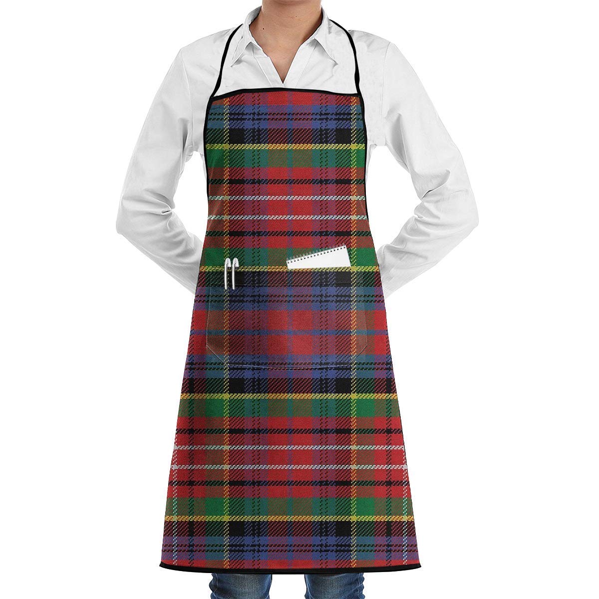 501 Women Men Aprons Caledonia Scottish Traditional Pattern Cooking Kitchen Apron Soft Kitchen Aprons For Women Fashion Bakers Apron, For Painting, Coffee House, Home