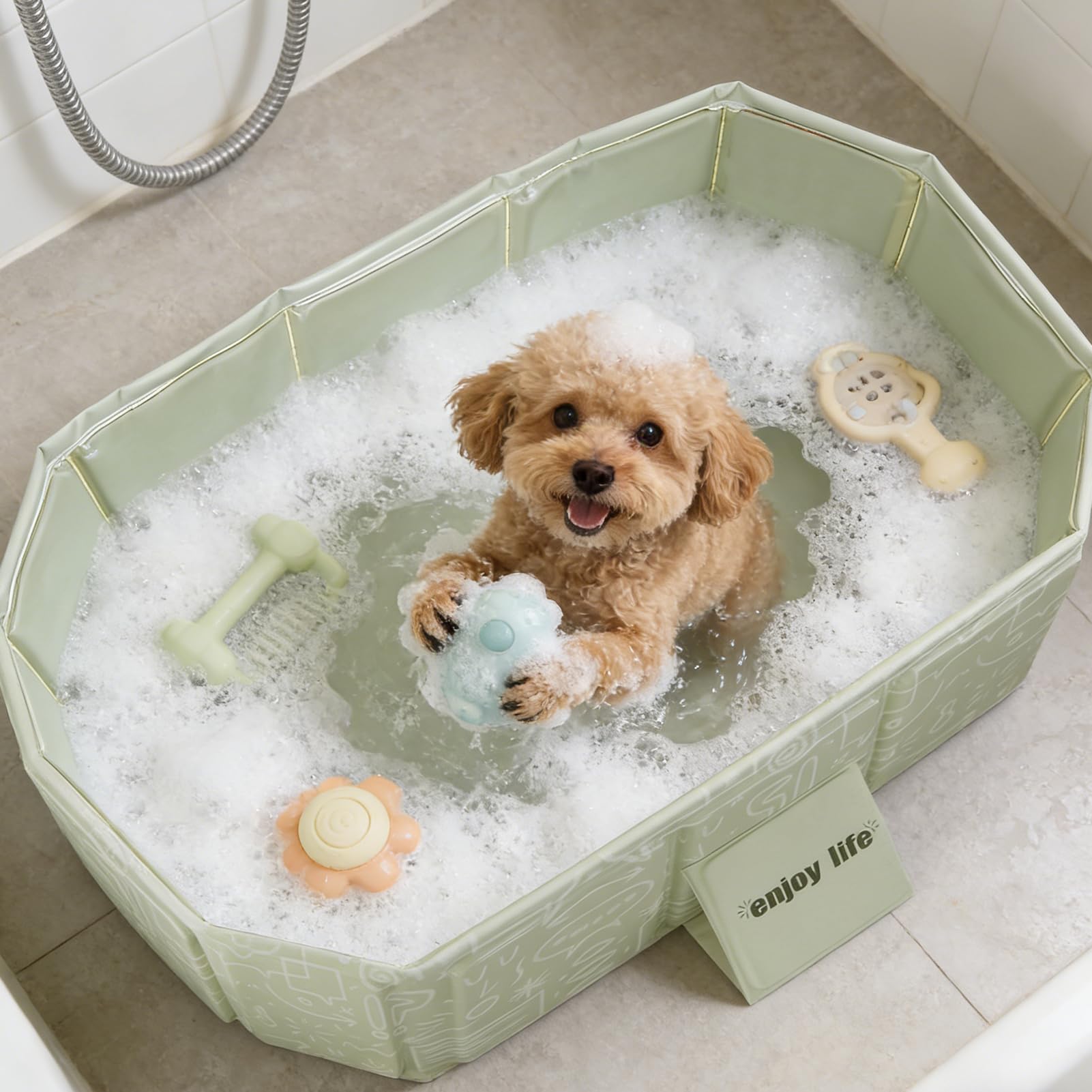 Faltbare Hunde-Badewanne, Pool, zusammenklappbar, 74 x 45 cm, für Hunde und Katzen, PVC, rutschfest, für Welpen, Duschbecken