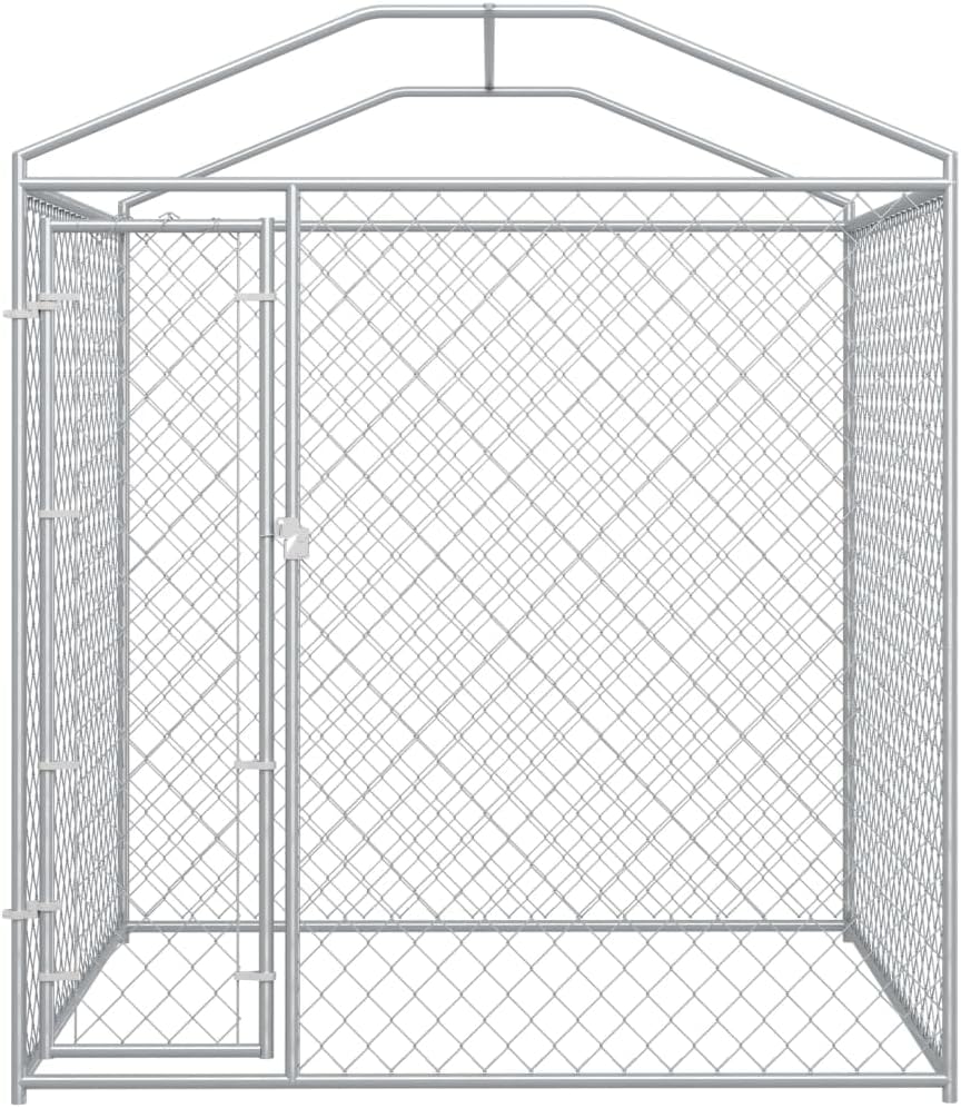 Outdoor Dog Kennel with Roof,Lucky Dog Kennel,Playpen for Dogs,Heavy Duty Outdoor Kennel,Lockable Latch System,Chain-Link Mesh Sidewalls,Suitable for Dogs, 78.7"x78.7"x53.1"