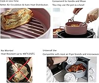 Vista 9 de Olla de silicona para freidora de aire de 5.3 cuartos de galón, cuenco, cesta, accesorios de horno para freidoras de aire seguras para alimentos