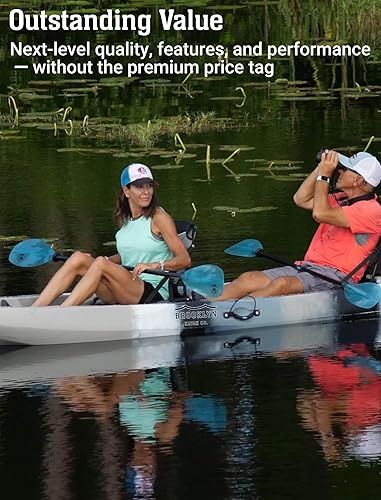 Miniatura 6 de Kayak BKC UH-TK219 12 pies tándem para sentarse en la parte superior, 2 o 3 personas con 2 remos y asientos y 5 soportes para caña de pescar