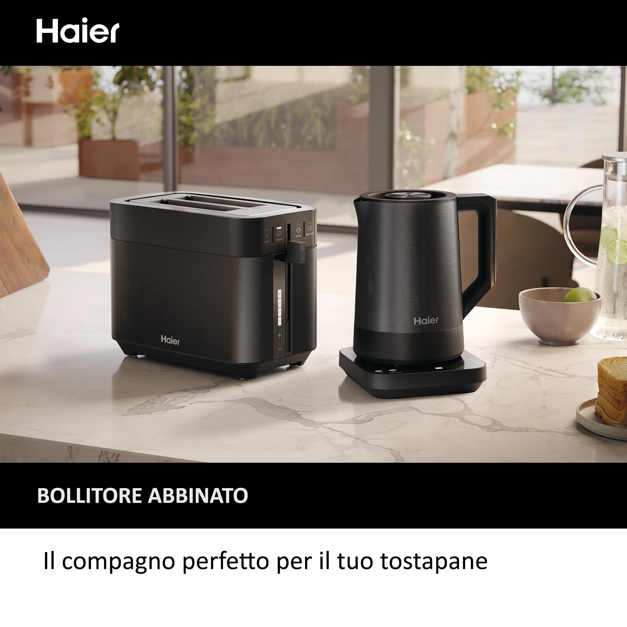 Tostapane I-Master Serie 5 Haier, Acciaio Inossidabile, 2 Fessure Profonde, Leva High Lift, Programmi Dedicati, 1150 W [Nero]