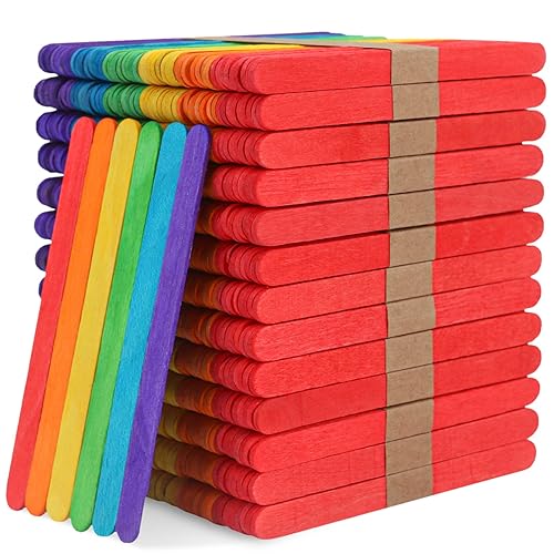 WISYOK 1000 Pcs Colored Popsicle Sticks for Crafts, 4.5 Inch