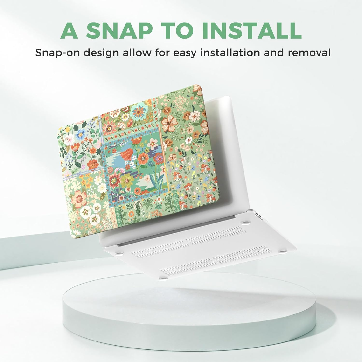 iCasso for MacBook Air 13 inch Case 2020 2019 2018 Release A2337 M1 A2179 A1932, Flower Hard Shell Protective Case for MacBook Air 13.3 inch + Keyboard Cover + Screen Film, Green Flower - Image 7