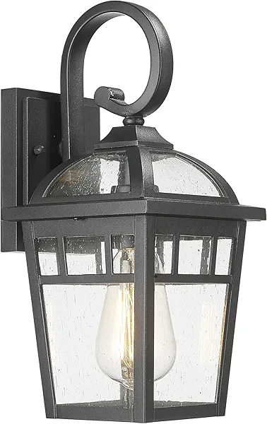 Starcurin Front Porch Lights Outdoor Wall Lights Exterior Wall Sconce, Matte Black Exterior Light Fixtures with Seeded Glass Farmhouse Outdoor Lighting Fixtures for House Garage Porch Patio