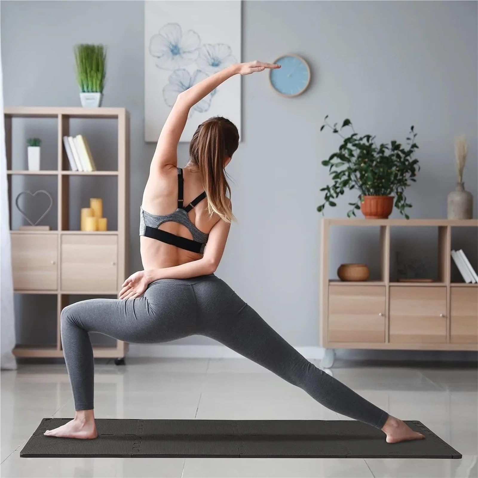 Tappeto Da Fitness A Puzzle Tappetini con cuciture da 18 pezzi, piastrelle morbide e antiscivolo for il fitness domestico