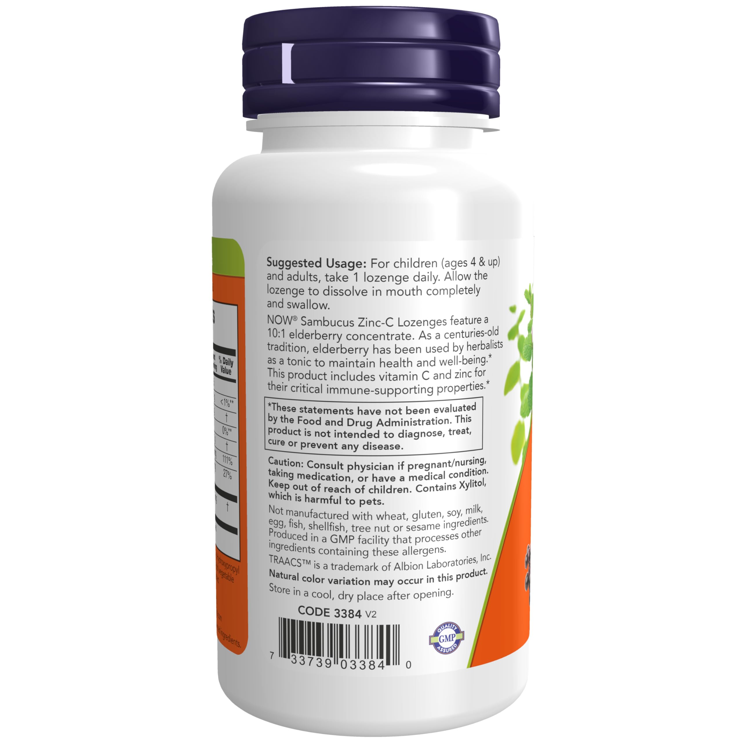 NOW Supplements, Sambucus Zinc-C with Elderberry Concentrate and Vitamin C, 60 Lozenges (Pack of 2) — Amazon image 3