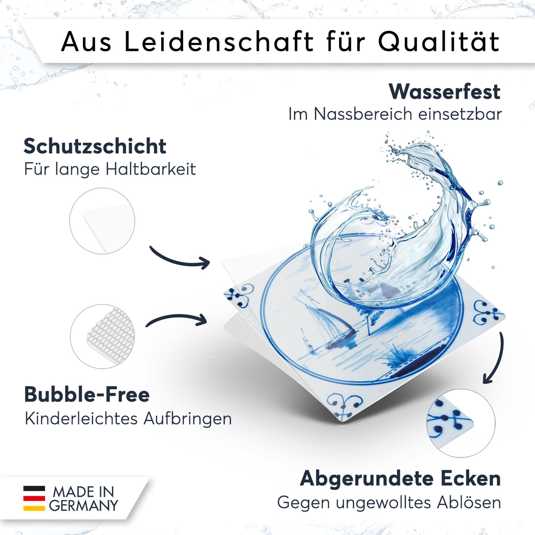 Fliesen-Folie I Dekorative Fliesensticker für Küche, Bad und Fliesenspiegel - Selbstklebende Fliesen Folie zum Renovieren von Wandfliesen I 15x15 cm - Motiv Holländische Fliese - 36 Stück