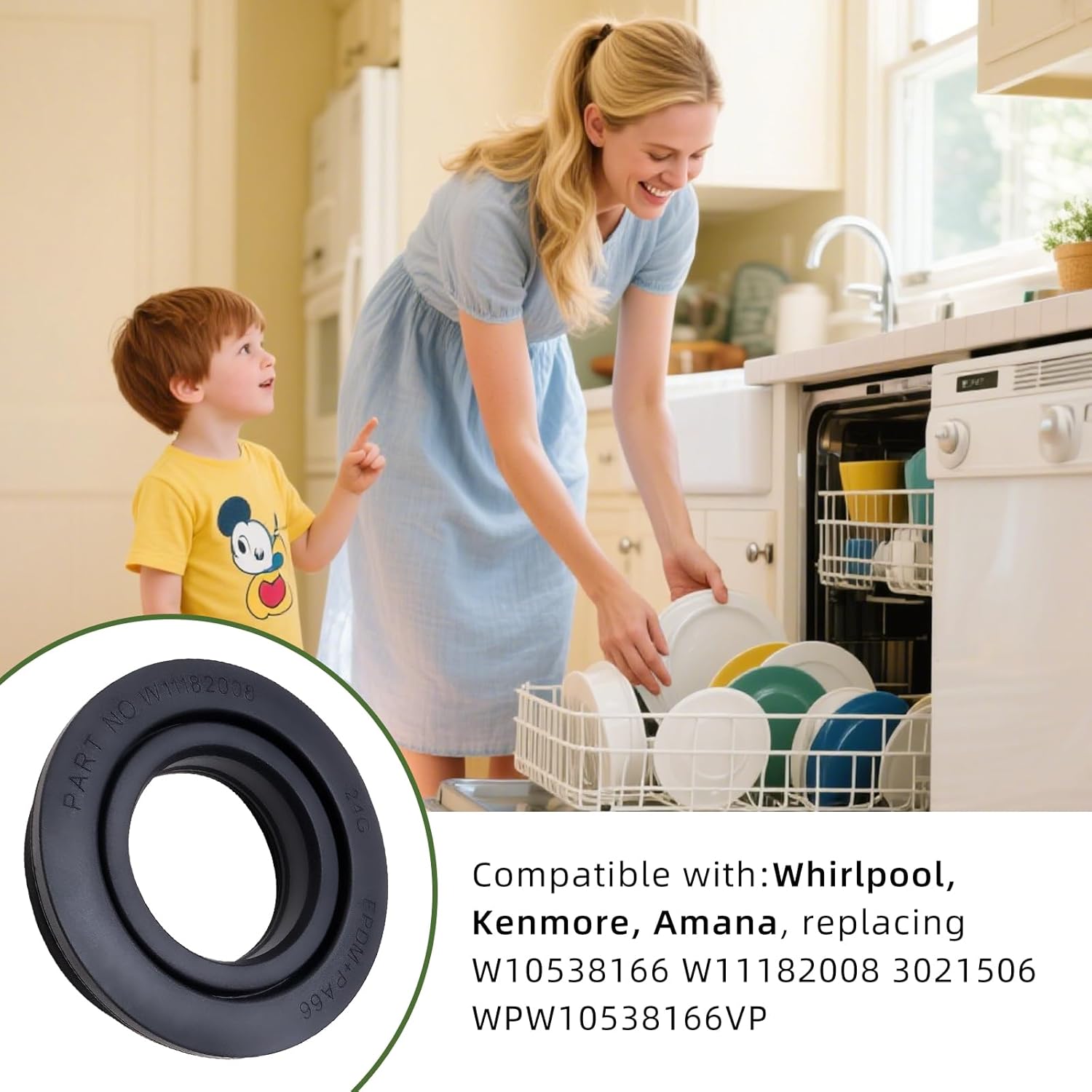W11182008 WPW10538166 Dishwasher Circulation Pump Inlet Grommet Compatible with Whirlpool Kenmore Amana Replaces W10538166 W10195068 3021506 WPW10538166VP