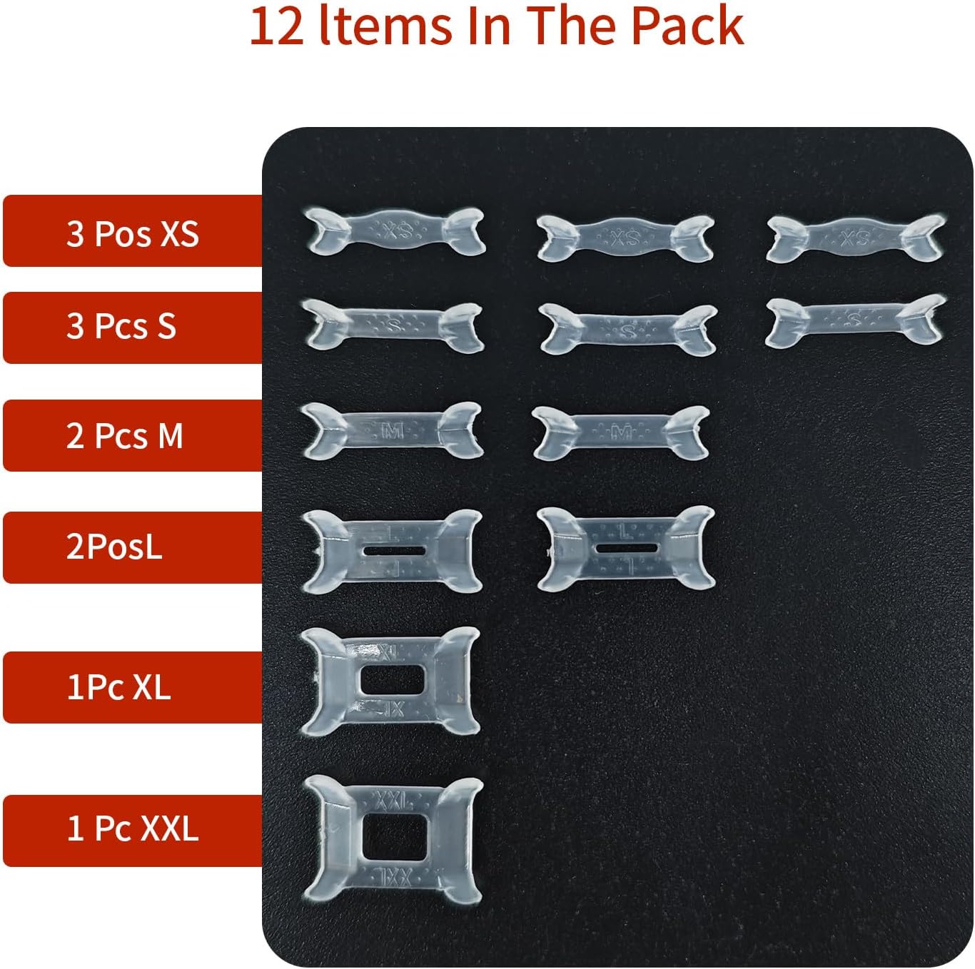 Invisible Ring 12pcs Multi-Size Clear Band Adjuster with 6 Sizes