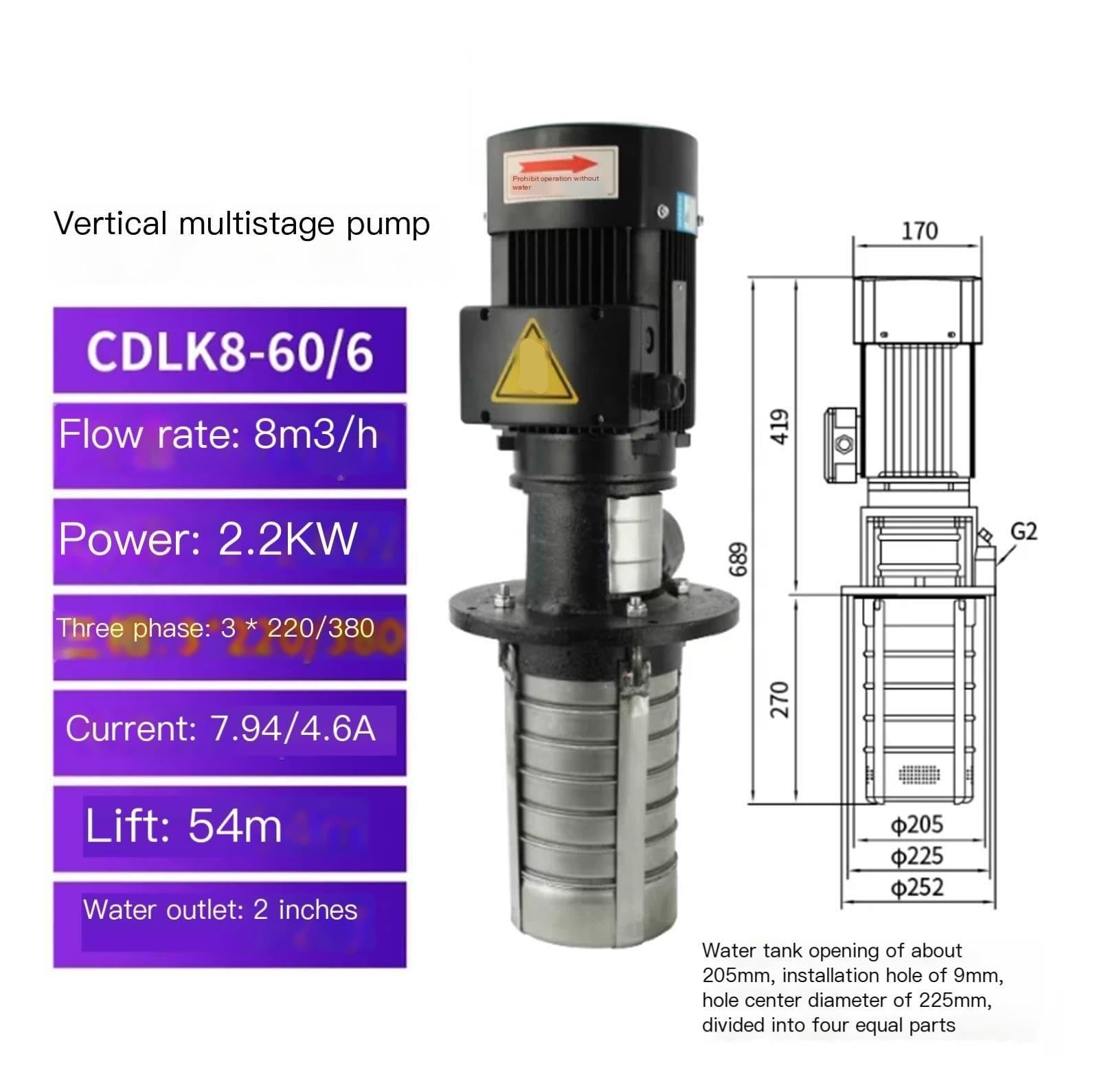 Pompa di raffreddamento ad immersione centrifuga multistadio verticale