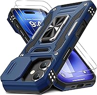 Vista 57 de DEERLAMN Funda para iPhone Air de 6.5 pulgadas con cubierta deslizante para cámara + protector de pantalla (2 paquetes), soporte de anillo giratorio