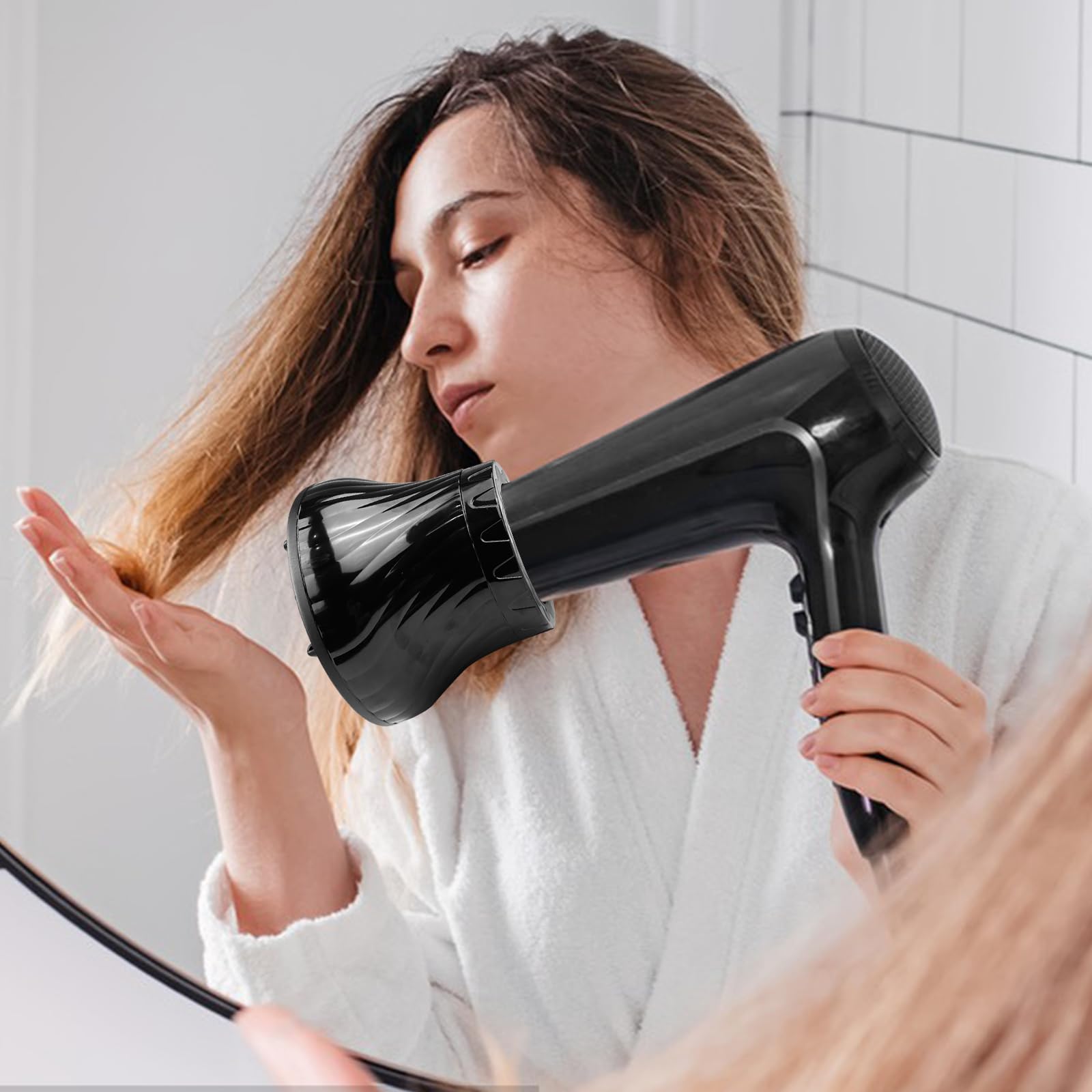 Diffuser Föhnaufsatz Haare, Diffusor Föhn Aufsatz Universal, Föhn Lockenaufsatz für Haartrockner, Haar Diffusor Schwarz, Haardiffusor-Aufsatz für Lockiges Oder Welliges Haarstyling