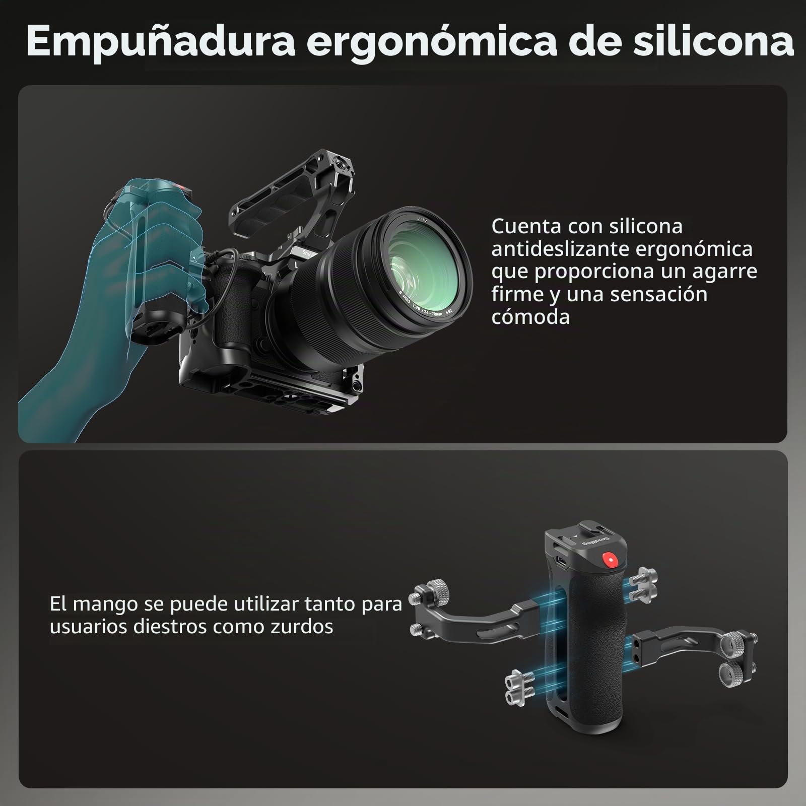 SMALLRIG Mango lateral roscado con disparador remoto Start/Stop Record, 3 cables de control, apto para Sony A7 III/FX3/A6600, Canon R5II/R5C, para FUJIFILM X-H2S/X-T5, para