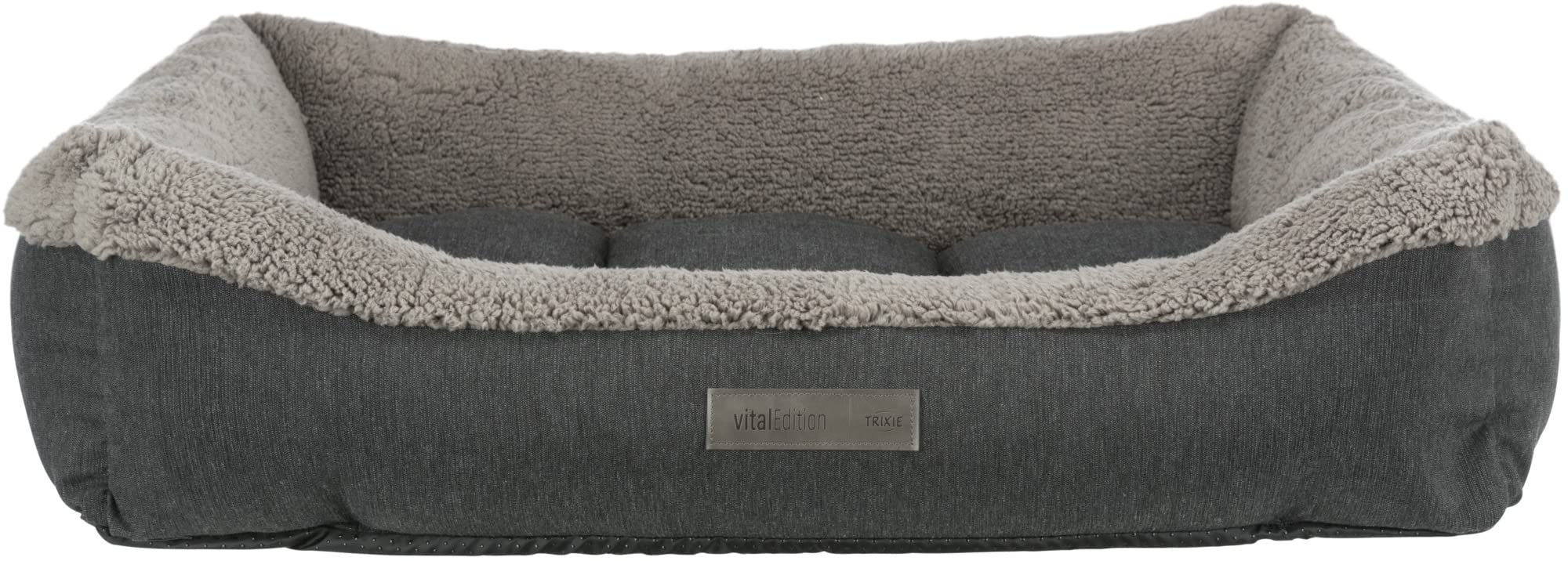 TRIXIE Hundebett Vital Bendson 110 x 85 cm – dunkelgrau/hellgrau | Orthopädischer Schaumkern für gelenkempfindliche Hunde – für mittelgroße Hunde, sorgfältig verarbeitet und angenehm weich