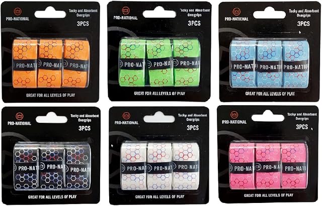Pro-National Racquet thin overgrip tape, tacky, absorbent, anti slip, handle wrap for tennis, badminton, squash racket, walking stick, baseball bat