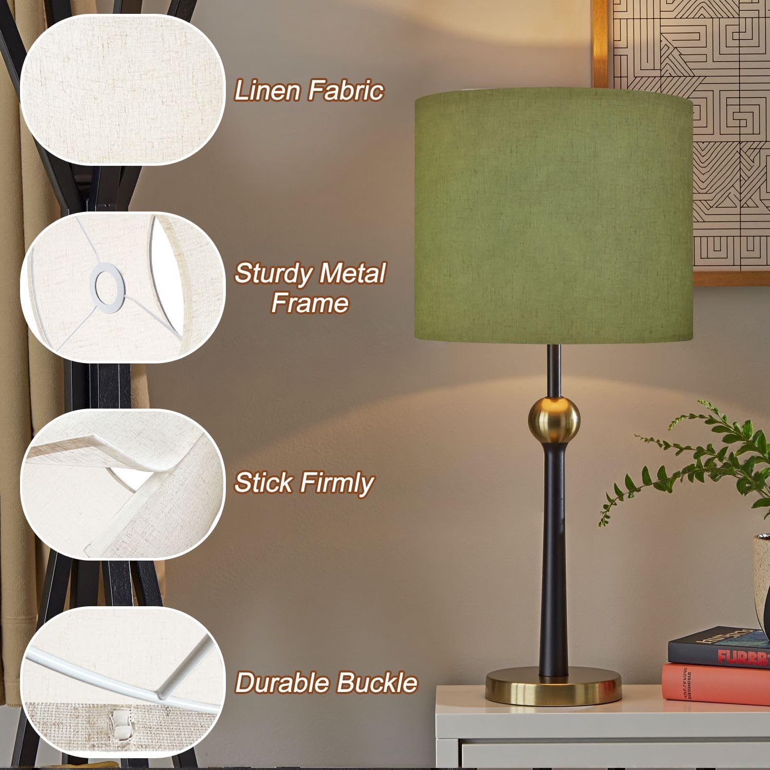 Lampshades Lamp Shades set of 2 Khaki Green Olive Grunge Texture Vignette Matte Dirty Lamp Shades for Table Lamps Floor Lamps Pendant Light Shade Drum Lampshades Boho Light Cover