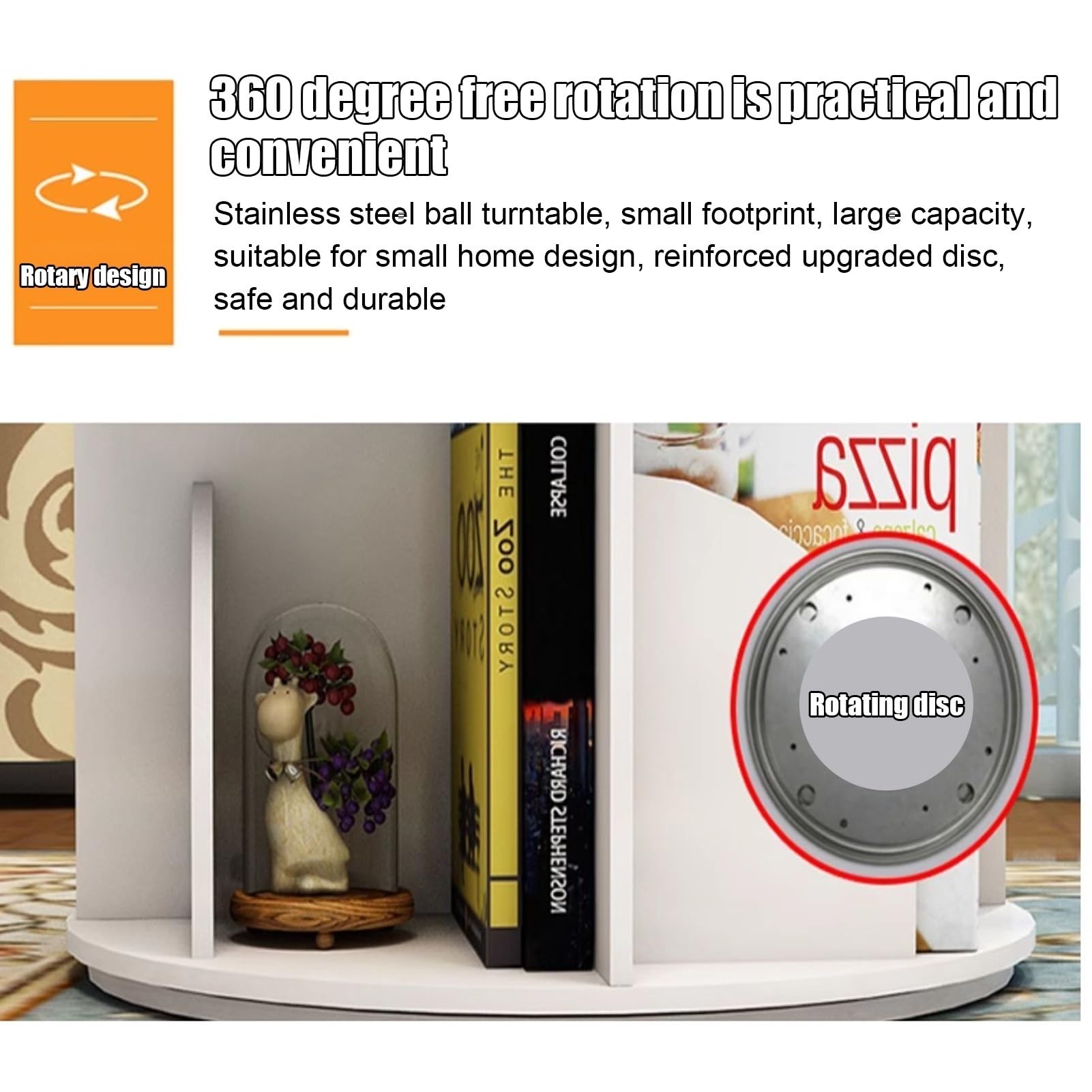Libreria girevole scaffale rotante a 360° con 3/4/5/6 ripiani scaffale da terra per riporre libri organizzatore di scaffali impilabili vetrina per camera da letto soggiorno(bianca,40*190cm)