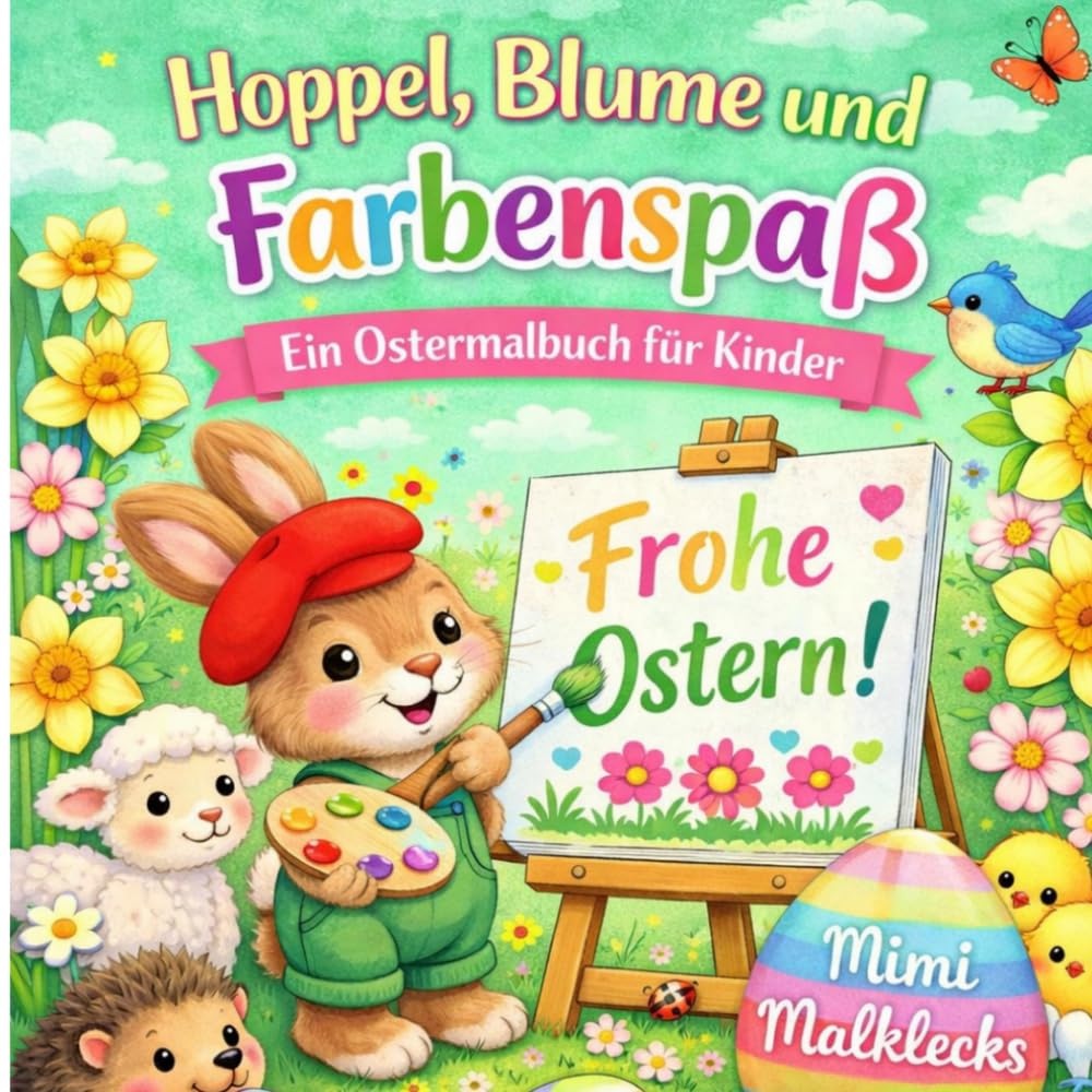 Hoppel, Blume und Farbenspaβ: Ein Ostermalbuch mit 86 wunderschönen Ausmalbildern
