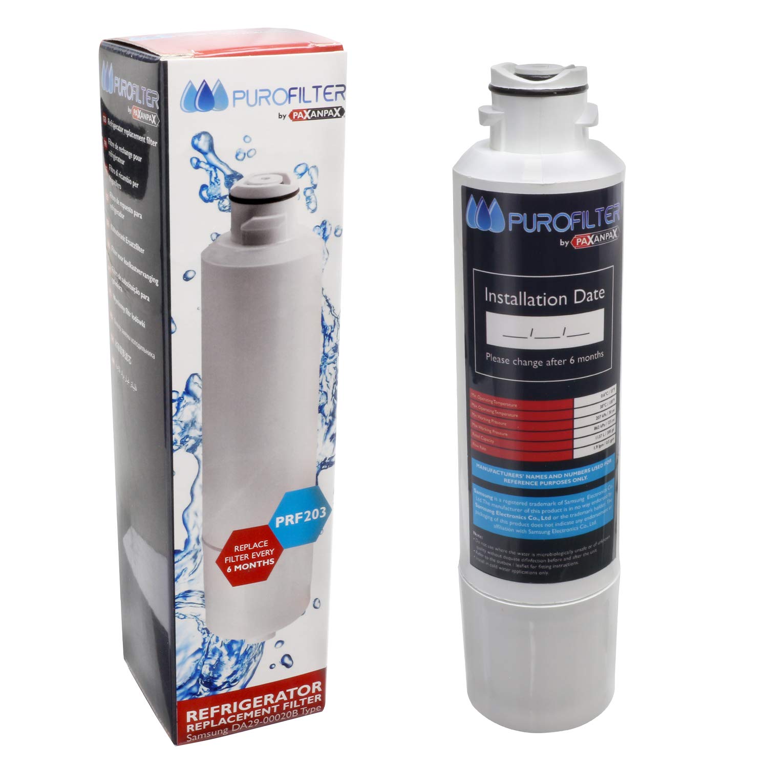 Paxanpax Refrigerator Replacement Filter Fits Samsung DA29-00020B Type by Purofilter