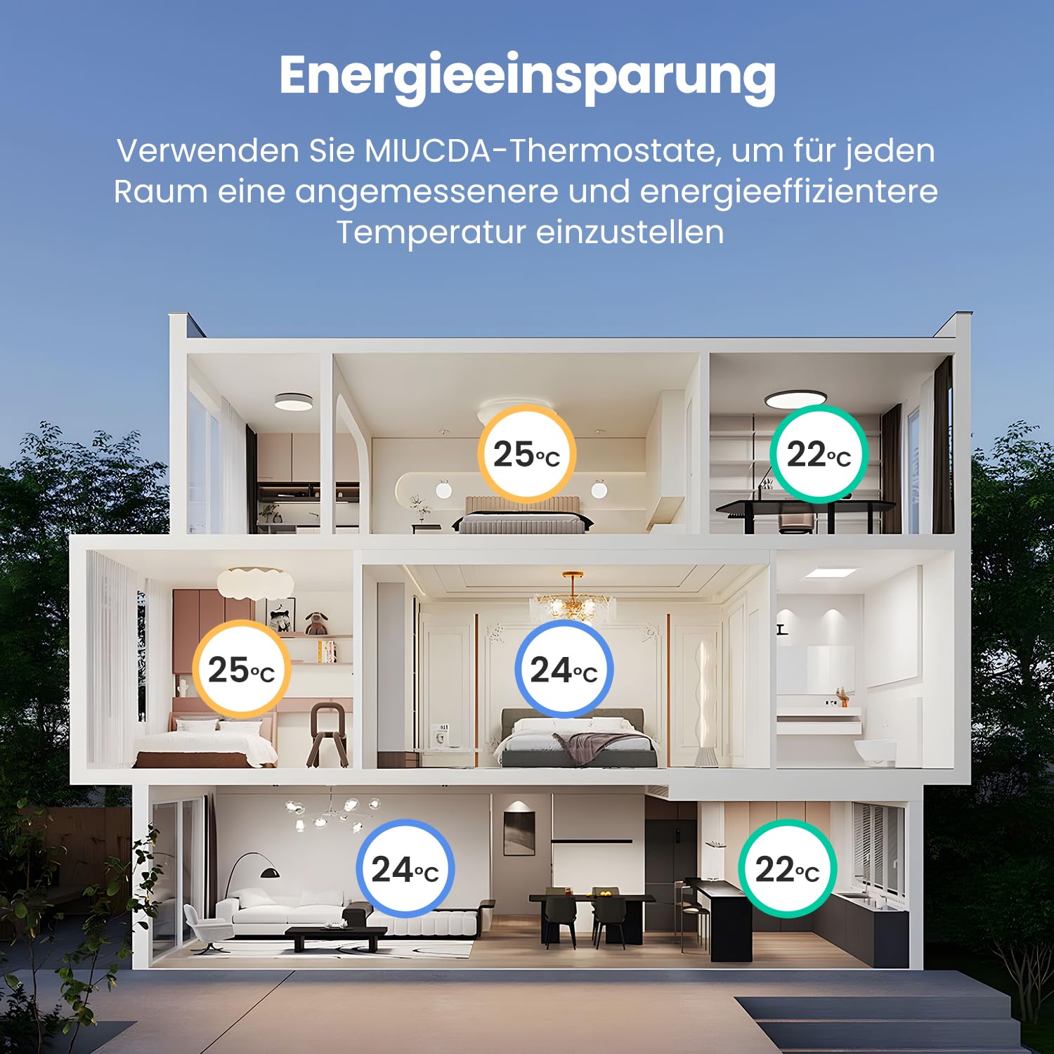Termostato per termosifone Wi-Fi, riscaldamento intelligente termostato, programmabile, supporto per Alexa, controllo vocale Google Home e telecomando App Smart Life (non è necessario alcun gateway