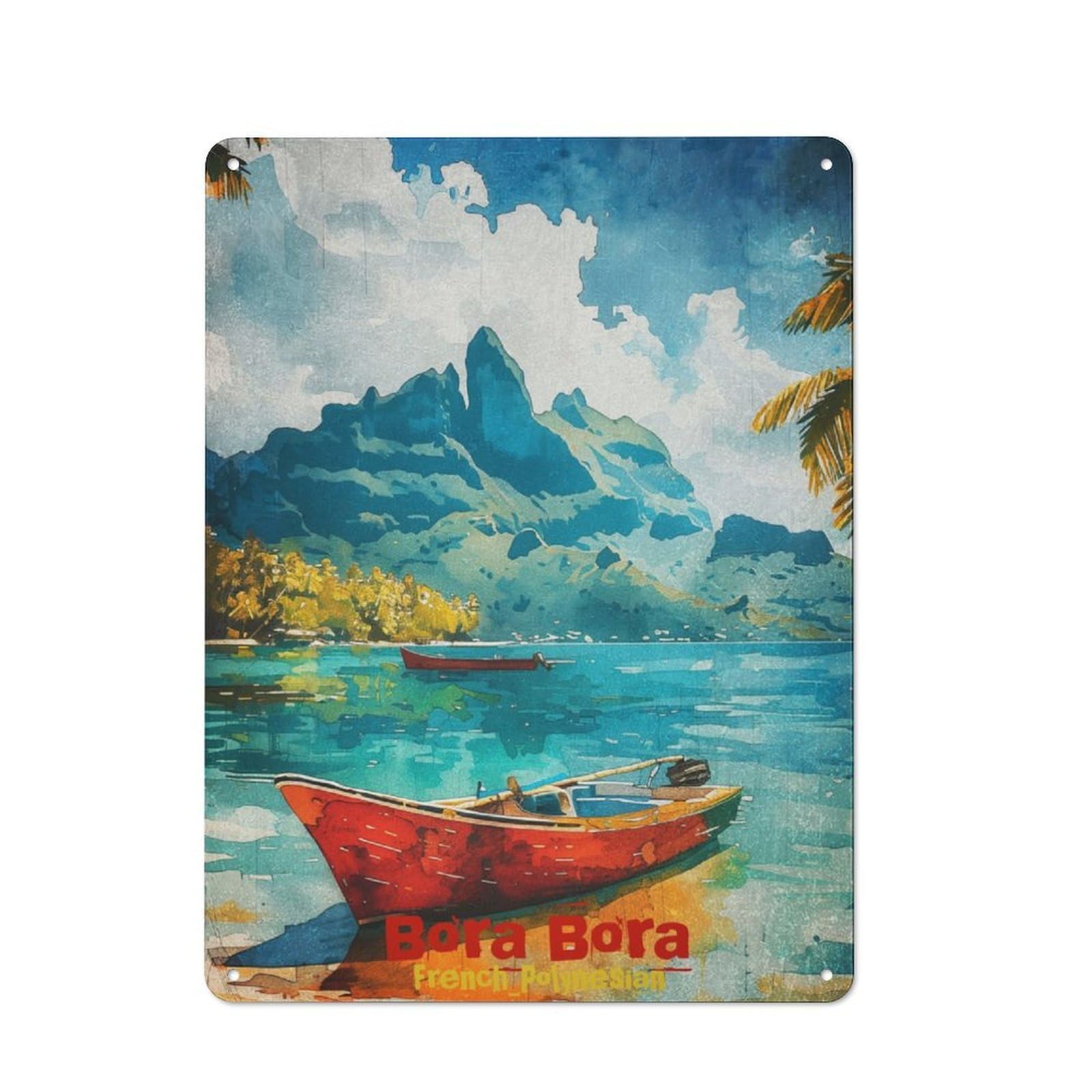 Junmoney Bora Bora Art Tin Sign 40X30cm With For Home Bar Wall, Vintage Decor, For Garage, Workshop And Man Cave Decoration