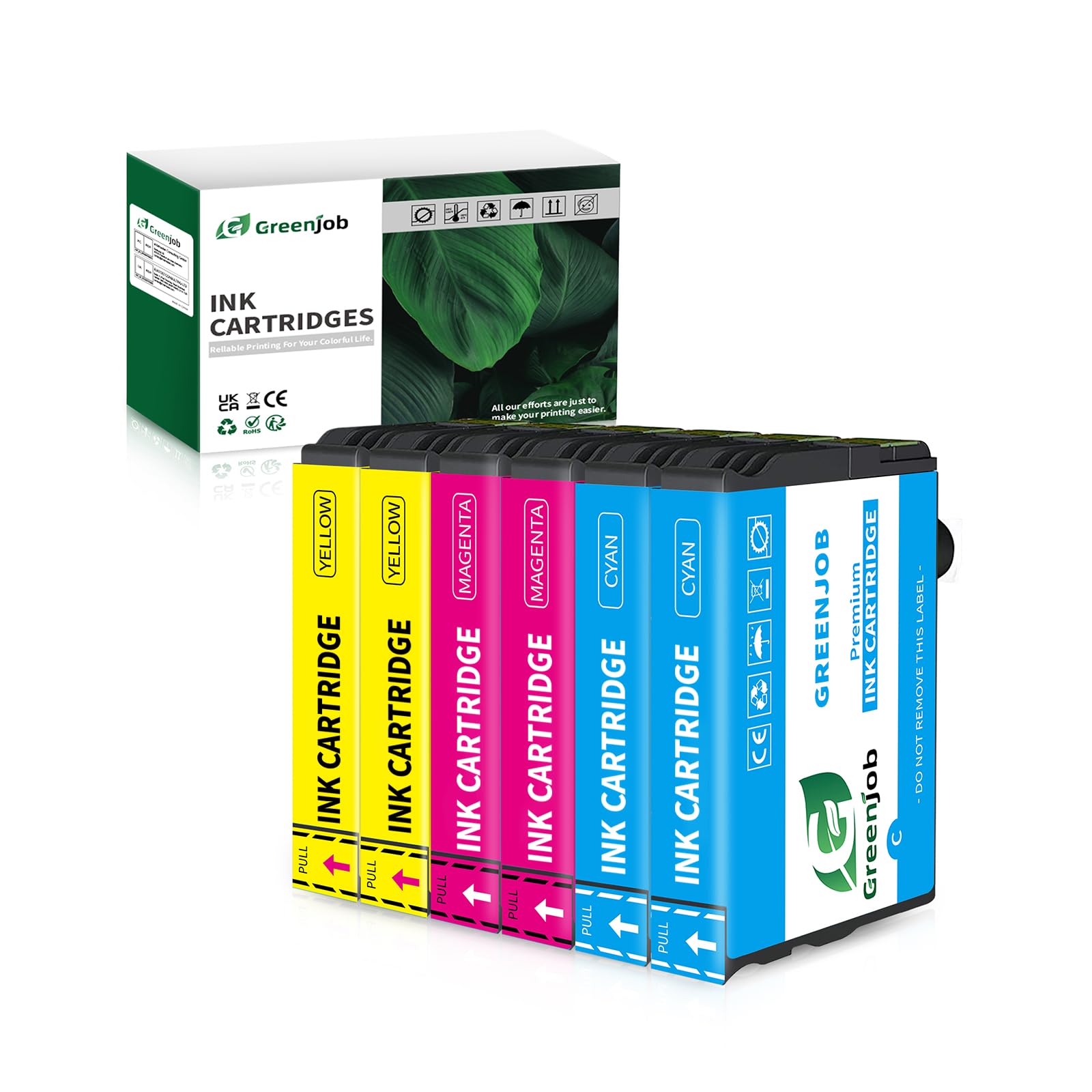 Greenjob Kompatibel 603XL Druckerpatronen Kompatibel mit Epson 603 Tintenpatronen für Expression Home XP-2100 XP-2105 XP-3100 XP-3105 XP-4100 XP-4155 (2 Cyan, 2 Magenta, 2 Gelb)