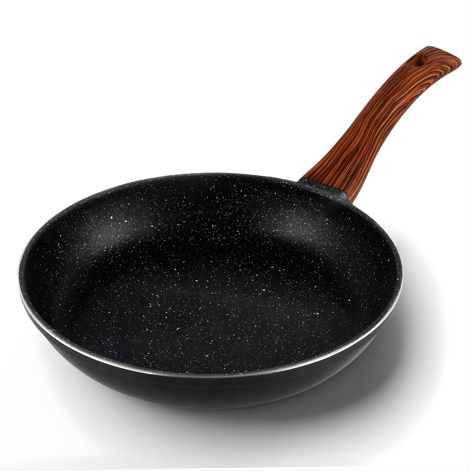 Vinod Zest Plus Die Cast Aluminium Frypan - 1.5 L, 24 Cm | Skillet Pan for Frying, Saute | 5mm Thick | 5 Layer Coating| Wooden Finish Handle | Induction & Gas Base | 1 Year Warranty