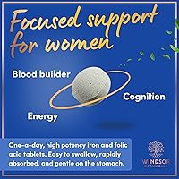 Vista 6 de Suplementos de hierro y ácido fólico para mujeres, 35 mg de vitamina de hierro suave, ácido fólico 400 mcg, anemia, período, suplemento de apoyo