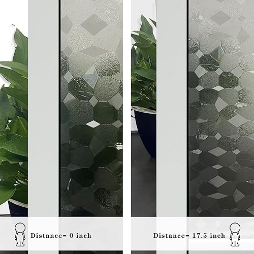 Miniatura 7 de ConCus-T Película de vidrio esmerilado para ventana, vinilo 3D, sin pegamento, extraíble, anti UV, tinte de ventana para oficina en casa, 17.52 x