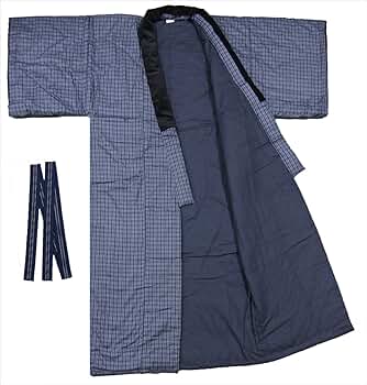 Amazon | 半纏 丹前・Lサイズ 紺地・浜松産・tz-77 （丹前帯付